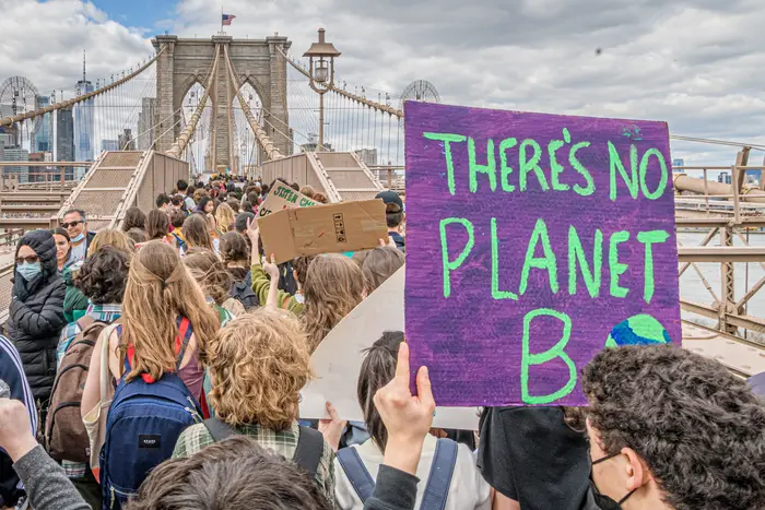 Thousands of school kids took part in the School Strike for Climate in New York City, March 25, 2022.
